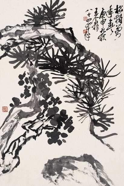 王个簃 松柏长春 立轴